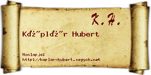 Káplár Hubert névjegykártya